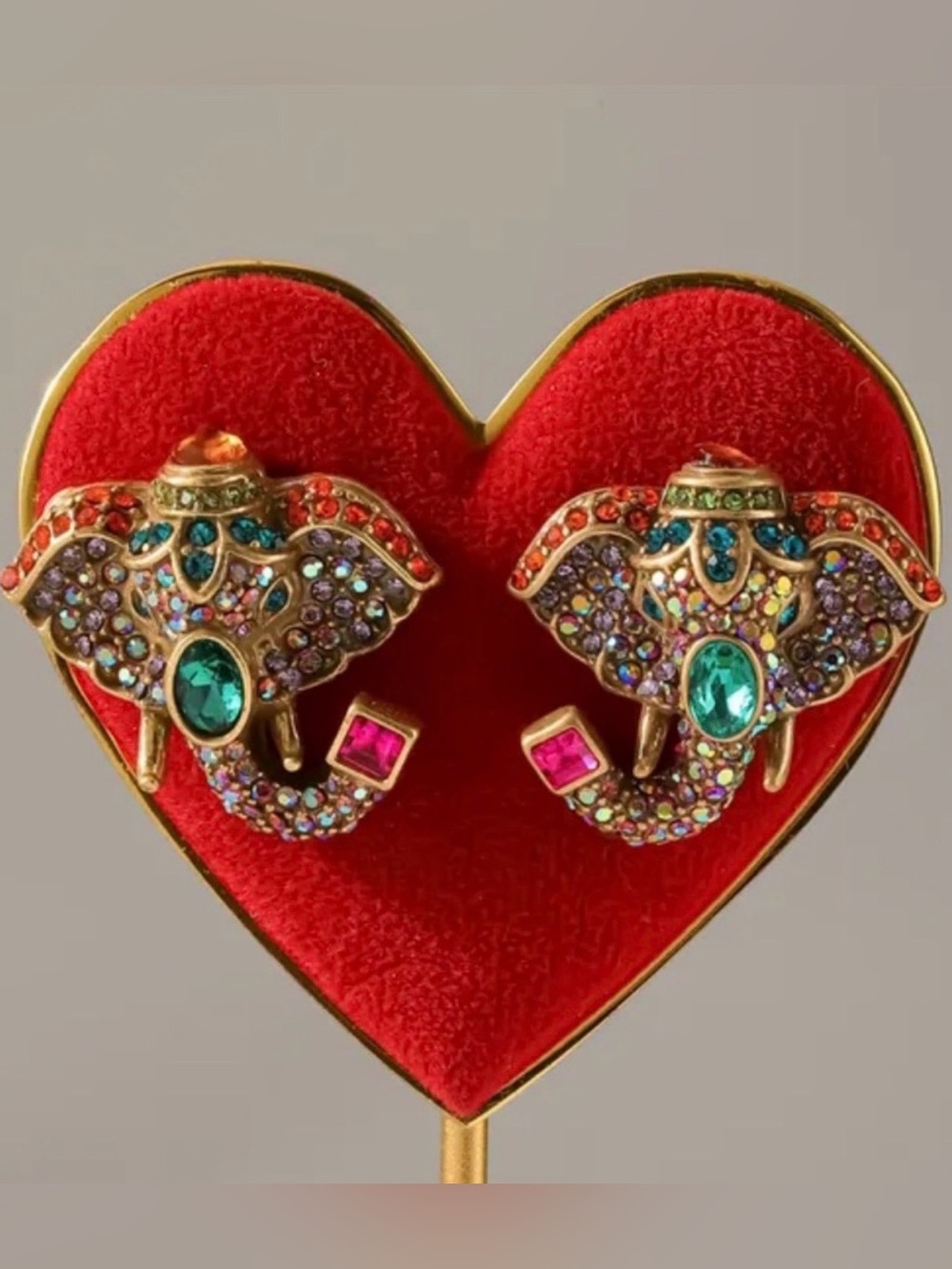 Multicolor Sparkling Elephant Earrings Vintage Inspired